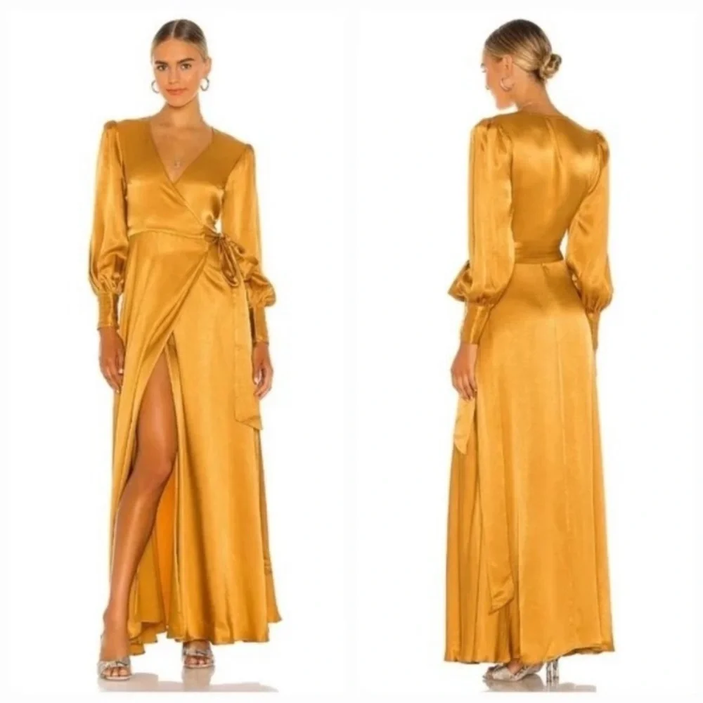 House of Harlow 1960 x REVOLVE Maxi Wrap Dress Gold